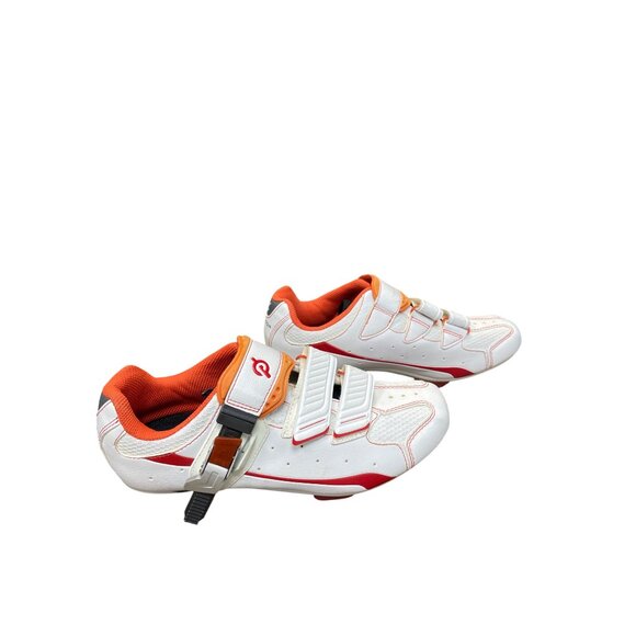 Peloton Womens Cycling Shoes Size 39/8 White & Orange Training Sneakers SKU 9214 - Picture 3 of 12